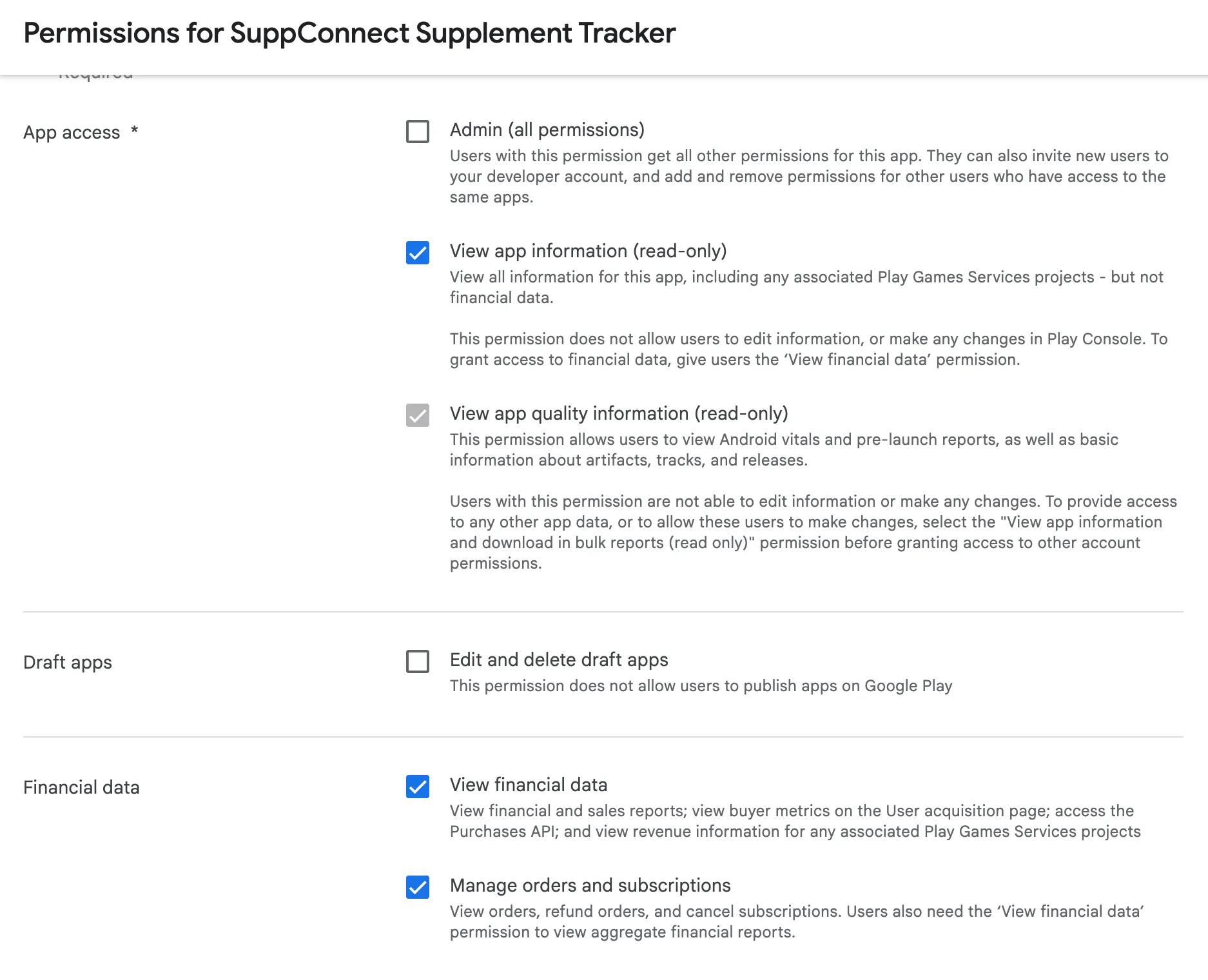 Google play permissions