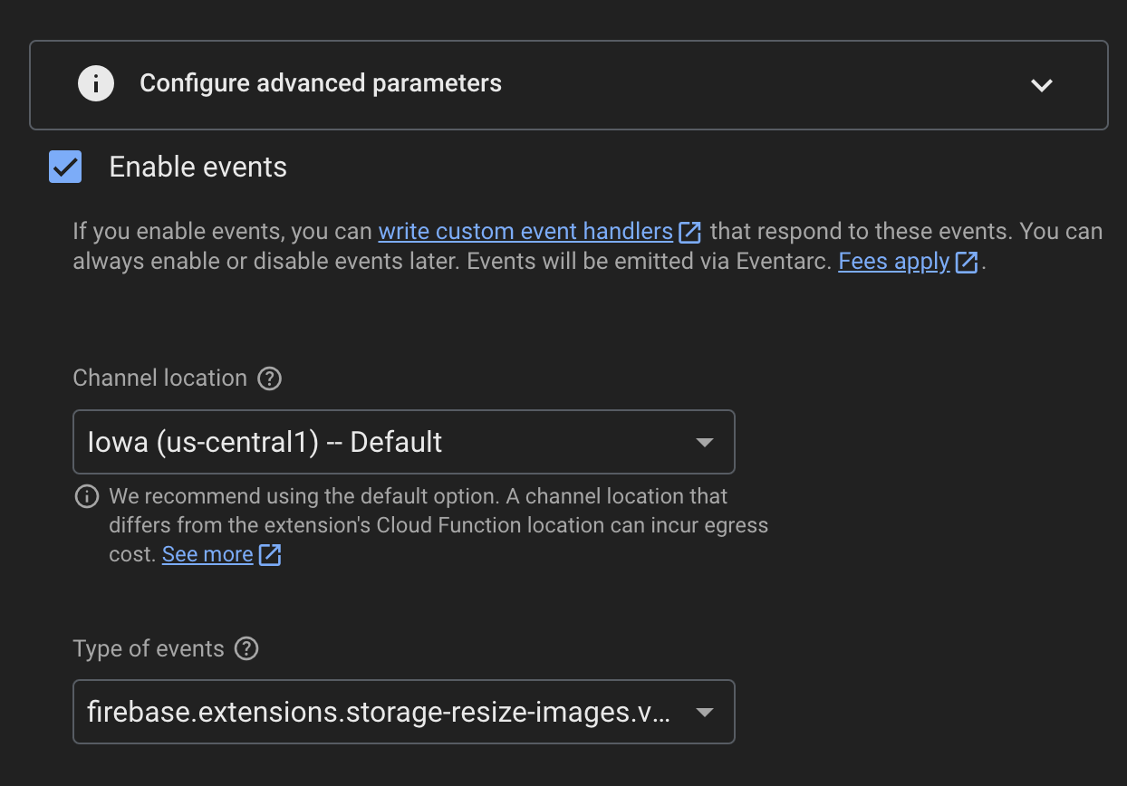 Enable Firebase Extension Events